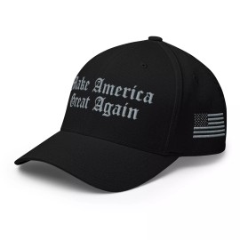Flexfit Gothic Dark MAGA Hat Flex fit Trump Cap Black Make America Great Again Hat, L/XL