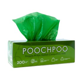 POOCHPOO Case of 2000 Eco-Green Pet Waste Station 200 Bags on Roll (10 Rolls) - Bulk Dog Poop Bag - Dog Waste Station Bags - Doggie Bag Litter Pot
