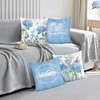Bonhause Summer Floral Cushion Covers 45 x 45 cm Blue