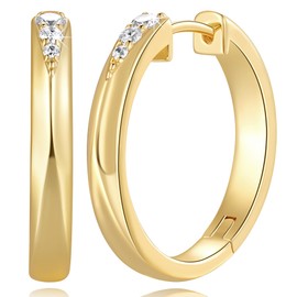 ESSIE ODILA Gold Earrings for Women 14K Gold Hoop Earrings for Women with Cubic Zirconia Ingenious Cutting Surfaces Hypoallergenic Womens Hoop Earring 25mm