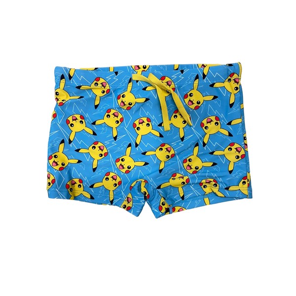 Fashion UK Costume Pokémon Officiel modèle Pikachu. Boxer de mer en Polyester, Short de mer Bleu pour Enfant. (10 Ans - 140 cm)