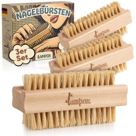 lampox Wooden Nail Brush with Durable, Hard and Soft Bristles - Plastic-Free and Sustainable. Ideal as a Brush for Kids, Vegetable Brush, Root Brush, Finger Brush or Hand Wash Brush (3x)