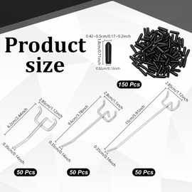 twinklemon 150PCS Pegboard Hooks 2/4/6 Inch Peg Board Organizer Accessories for Hanging Peg Board Tool Hangers Fit 1/4" and 1/8" Metal Pegboard Hanging Tools for Garage Workshop Craft Storage Kitchen