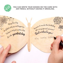 Maple Greeting Cards - Unique Wooden Occasion Cards - Original Design (Butterfly Birthday Card)