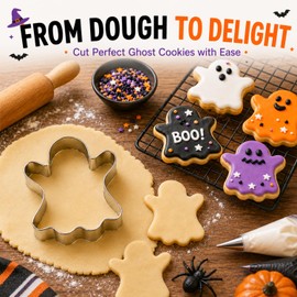 Ririess Halloween Ghost Cookie Cutter, 3.2 Inch Stainless Steel