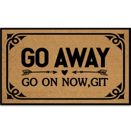 Ayatow Outdoor Floor Mats for Home, Go Away Go on Now, Git Funny Monogram Doormats for Entrance Way Outdoors 30" X 18" Size, Welcome Mat Indoor Non Slip with Rubber Backing