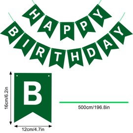 Hooqict Happy Birthday Banner Dark Green Birthday Party Decorations Green Party Banner Garland Sign for Kids Adults Men Golf Birthday Decorations Supplies