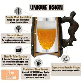 Green Dragon Mug Lord Rings Wooden Beer Stein. Christmas Gift. Fathers Day Gifts. Birthday Gifts For Him. Beer Tankard 17oz