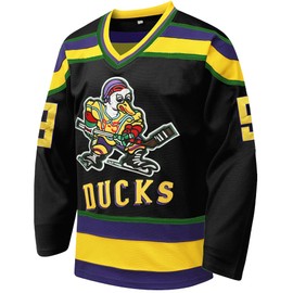 Tocament Mighty Ducks Ice Hockey Jersey #99 Adam Banks,90s Movie Hockey Jersey for Men and Women(Black-99,X-Large)