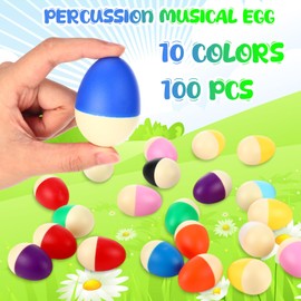 Yeshone 100 Pieces Egg Shakers Musical Instruments Percussion Maracas Egg for Kids Toys Plastic Easter Shaker for Learning DIY Painting, Classroom Music, Rhythm(Splicing Color)