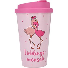 Depesche 2180-049 - To Go Plastic Cup with Saying 350 ml Reusable Favourite Person with Flamingo Motif