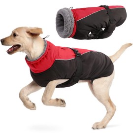 Hjyokuso Waterproof Dog Jacket For Winter with Vortex Fleece Warmth & Harness Hole, Dog Clothes for Small to Large Dogs, Suitable for Chihuahua, French Bulldog & Dachshund