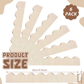 Threehoney 6 Pack Unfinished Scalloped Decorative Wood Trim Scalloped Edge Decorative Wood Molding Cute DIY Moulding Trim for Home Wall Cabinet Shelf and Window Door (15.75 x 1.57 Inch)