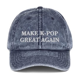 Make K-Pop Great Again Hat (Embroidered Vintage Cotton Twill Cap) Navy