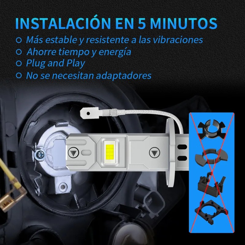 Kit De Faros Led H1 H3 Plug & Play 1:1