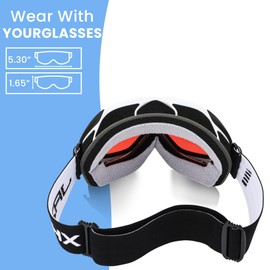 JRZHX Spherical Ski Goggles (White Ice Blue)