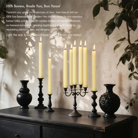 12pcs Beeswax Candles, 7 inch White Beeswax Taper Candles 7-8 Hours Long Burning 100% Pure Natural Bees Wax Candlesticks Smokeless Unscented Taper Candle Sticks for Home Prayer