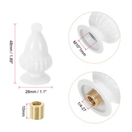 PATIKIL 28mm Lamp Shade Finial, Lamp Finials Caps Knob M10x1mm Threaded Base Aluminum Solid Lamp Finial Decoration for Lamp Shade Table Floor Lamps, White
