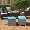 RELAX4LIFE Wicker Outdoor Storage Ottoman, 2-Piece Rattan Footstool w/Removable Cushion,