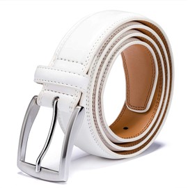 KM Legend Men's Genuine Leather Dress Belt with Premium Quality - Classic & Fashion Design for Work Business and Casual (esWhite, 36)