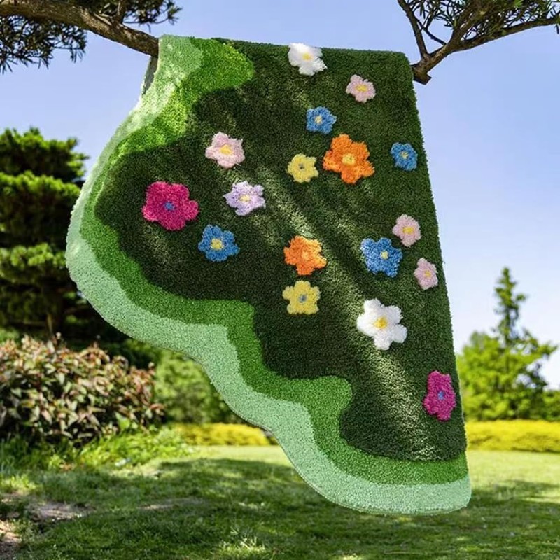 Moss Rug Lovely Green Moss Leaf Bathroom Rug Non-Slip 3D