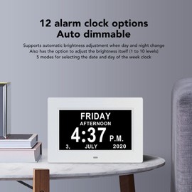 7in Digital Day Clock Auto Dimmable 8 Languages Day Clock with Unabbreviated Week Month Date for Elderly 110‑240V AU Plug
