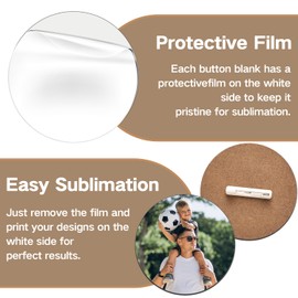 15-Pack 3 Inch MDF Sublimation Buttons Blanks with Pins - Heat Transfer Badge Blanks for DIY Name Tags, School Projects & Home Craft Gifts