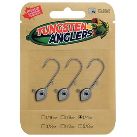 Tungsten 4 Anglers - 97% Pure Tungsten Forward Facing Live Sonar 3D Eye Dimiki Jig Head | 1/16,1/8, 1/4oz. Damiki Rig Jig Heads | Bass, Walleye, Crappie, Perch Fishing (Shad, 1/4oz #2/0)