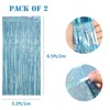 2pcs Blue Tinsel Curtain, 3.2ft x 6.5ft Light Blue Foil