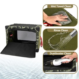 4 Door Portable Folding Dog Soft Crate, Quick Portable with Mesh Mat,Strong Steel Frame,Washable Fabric to Protect Pour pet's Health Indoor, Outdoor, Training & Travel Purposes Collapsible Dog Crate