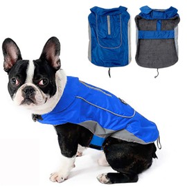 Morezi Dog Warm Coats Jackets Waterproof Coats with Harness Hole Puppy Coat for Small Medium Dogs - Blue - L