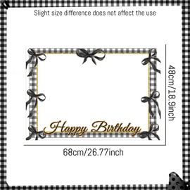 LaVenty Black Bow Birthday Photo Booth Props Frame Coquette Bow Birthday Decoration for Rip My 20s Rip My 30s Party Supplies Black 30th Dirty Thirty