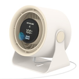 Minthouz Desk Fan - Touch Control LED Display, Premium USB Fans 3600mAh Rechargeable Battery, 6 Speeds, 90° Tilting - Portable for Home, Office, Travel, Camping, Kitchen (Beige)