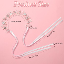 IANFAN Pearl Flower Girl Hair Headpiece with Long Tail, White Flowers Crystal Crown Flower Girls Hair Accessories for Wedding Girl Birthday Party First Communion