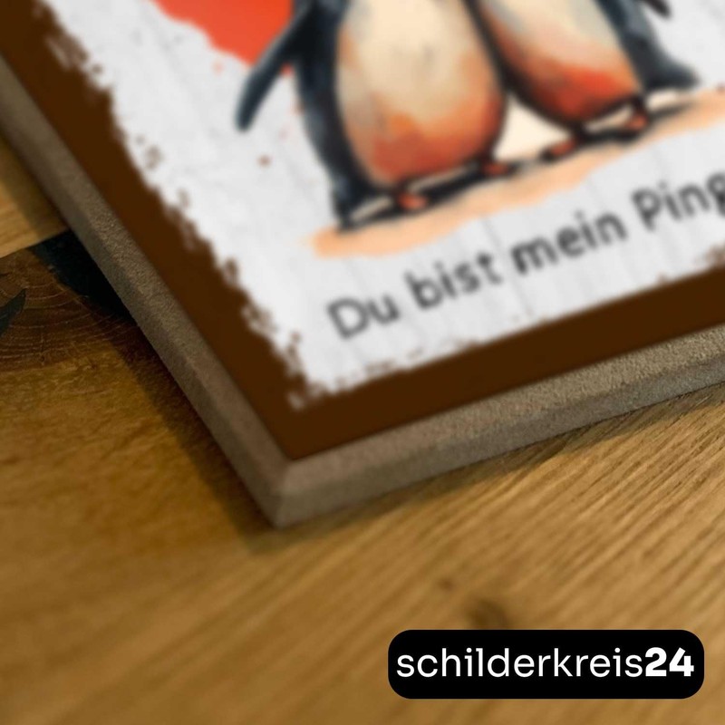 schilderkreis24 - Eternal Penguin Love Wooden Sign - Couples Gift