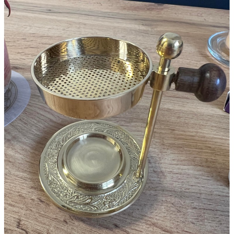 Bitto Weihrauchbrenner Oman golden Messing verstellbar, H 10 cm, Ø