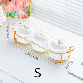 Ceramic 3 bowl with cover and seat, removable small bowl, nut tray set, suitable for holding dried fruits, fruits, nuts, snacks, suitable for parties, holiday gifts.