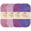 JubileeYarn Baby Soft Bamboo Cotton Yarn - 50g/Skein - Shades of Purple - 4 Skeins