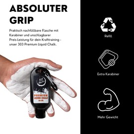 303 Athletics Premium Liquid Chalk - 300 ml Quick-Drying Liquid Chalk for Optimal Grip during Sports: Fitness, Climbing, Bouldering, Pole Dance, Crossfit, Calisthenics