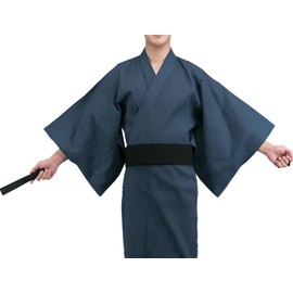 YIZELVDUI Men's Yukata Set, Solid Color, One-touch Square Sash Included, Striped Pattern, Kimono, Kimono, Yukata Set, Simple, Cool, Gentleman, Open Front, Sleepwear, Room Wear, Men's, Japanese Style,