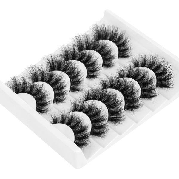 KOUSEI Eyelashes 6 Pairs Fluffy Dramatic Faux Mink Eyelashes Natural