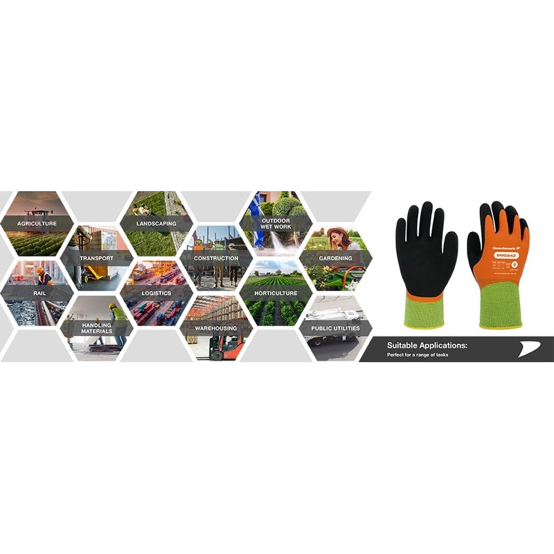 Benchmark 1 Pair Safety Thermal Work Gloves – Lightweight Nylon