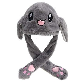 Cool Boys Girls Kids Children`s Moving POP up EAR Animal hat - Festival Gifts Christmas (Bunny Grey)