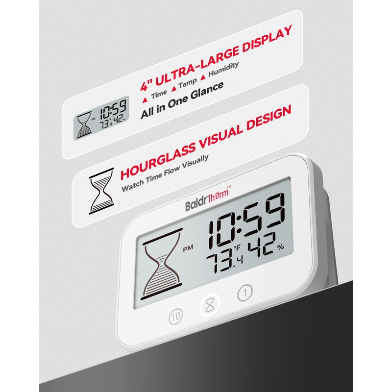 Baldrtherm Shower Clock, Works as a Countdown Timer, Real-time Clock,