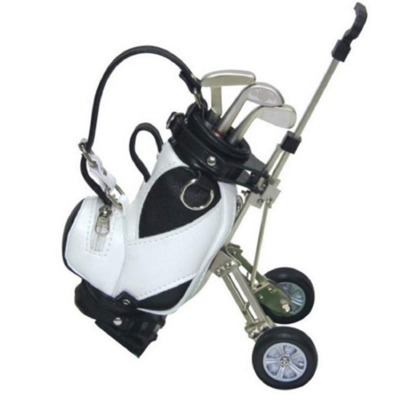 LL-Golf® Pen Holder Miniature Golf Bag with Trolley and 3