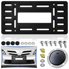 ZXFOOG Front License Plate Bracket for Toyota 2000-2023, Front Bumper License Plate Mounting Kit, 2 Drill Holes Car Tag Holder with Screw Bolt Caps