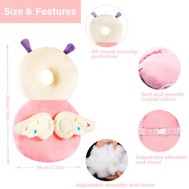 SEPSCO Baby Head Protector Backpack, Adjustable Head Back Protection Safety Pads Toddler Head Protection Pad Pillow PP Cotton With Fixed Rope for 4-24 Months Baby Learning Walking Crawling (Elf)