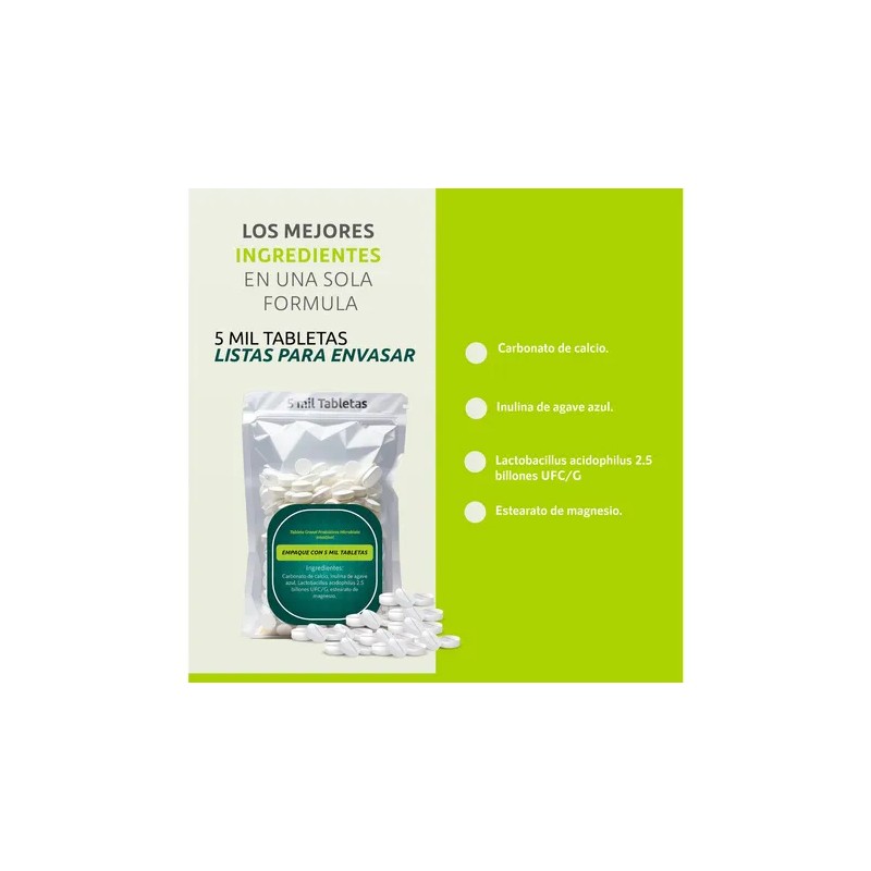 Tableta Granel Probióticos Microbiota Intestinal Sabor Sin sabor