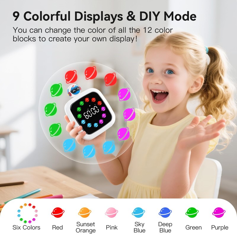 Yunbaoit Digital Visual Timer for Kids, Rechargeable 99-Minute Silent Countdown