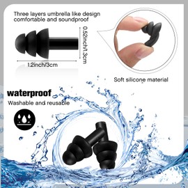 TrelaCo 200 Pairs Silicone Ear Plugs Soft Reusable Waterproof Ear Plugs for Sleeping Noise Swimming Hearing Protection Earplugs Shooting Construction Hunting Music Concerts (Black)